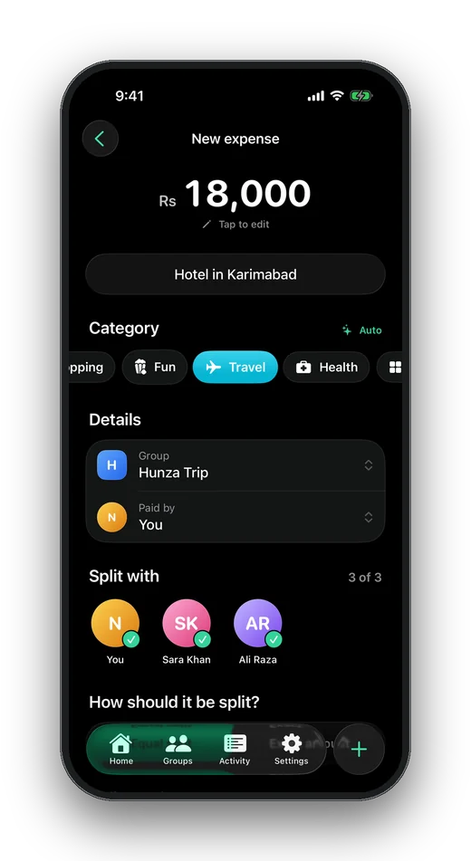 Expense details with smart category